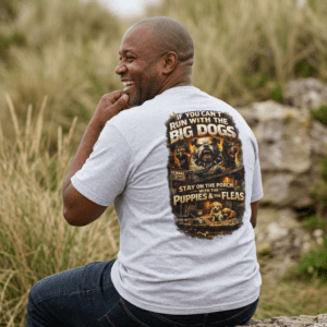 If You Can't Run With The Big Dogs T-Shirt – Dog Lover Graphic Tee (Stay on the Porch Puppies & Fleas)