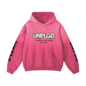 UNPLGD Sounds of the Future Urban Streetwear Hoodie – Cyber-Glitch Oversized Graphic Sweatshirt