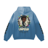 UNPLGD Sounds of the Future Urban Streetwear Hoodie – denim colorway, back view