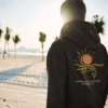 Forever Chasing Sunsets Hoodie – sunset graphic detail, side view