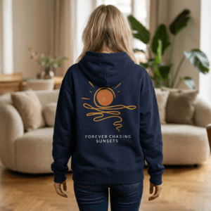 Forever Chasing Sunsets Hoodie — Minimalist Sunset Graphic Pullover