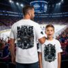 Father and son at an NHL game wearing BLACK ICE HOCKEY EST. 1885 heavyweight snow-washed oversized tee (#6801)