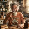 THE ENEMY HAS LIMITS. GOD DOES NOT. Christian Faith Warrior – man in the faith tee holding a coffee mug