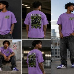 Alien University – Department of Human Observation Oversized Graphic Tee  | Vintage Washed Oversized Cotton T-Shirt