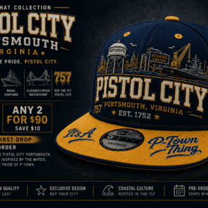 Pistol City Portsmouth Hat promotional image for Portsmouth Virginia 757 streetwear