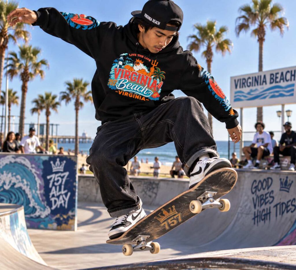 Virginia Beach 757 Resort City Heavyweight Hoodie – Premium Bone Streetwear