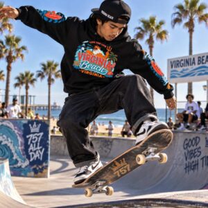 Virginia Beach 757 Resort City Heavyweight Hoodie – Premium Bone Streetwear